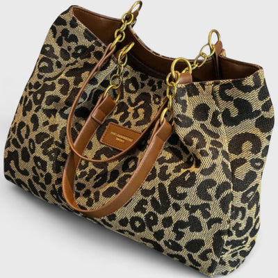 Paola | Borsa capiente con elegante stampa leopardata