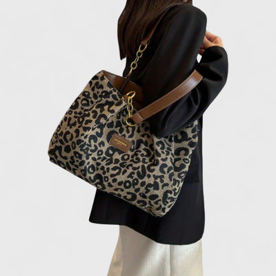 Paola | Borsa capiente con elegante stampa leopardata