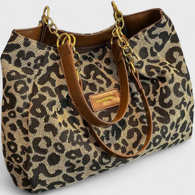 Paola | Borsa capiente con elegante stampa leopardata