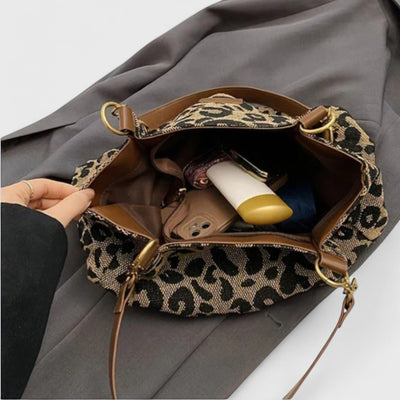 Paola | Borsa capiente con elegante stampa leopardata