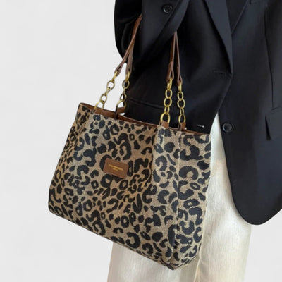 Paola | Borsa capiente con elegante stampa leopardata