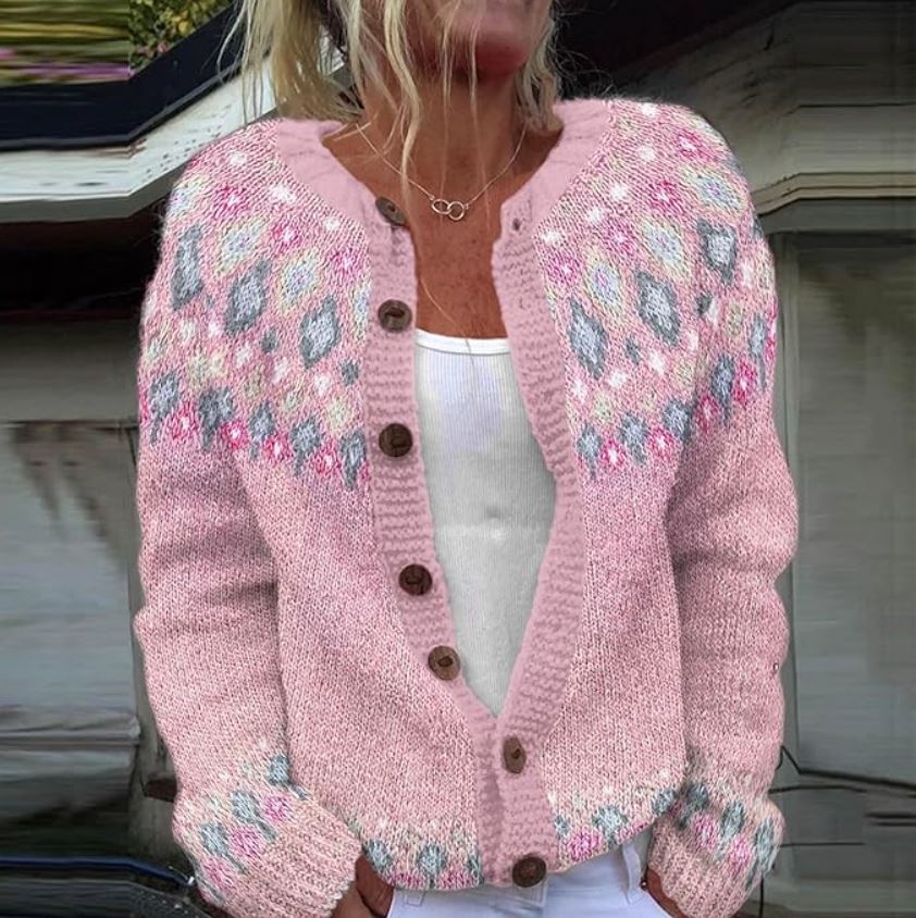 Marisa | Cardigan rosa con stampa